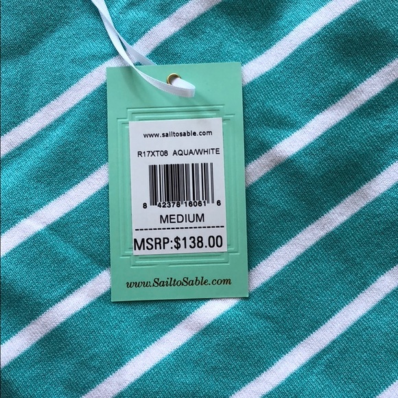 NEW • Sail To Sable • Striped Aqua Sweater Dress - Picture 2 of 3